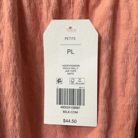 Women’s NWT Wonderly Peach Short Sleeve Blouse Petite Large - Picture 3 of 5